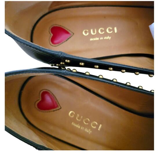 Gucci Peyton Studded Loafers 423560 Black Leather GG Web IT 37 US 7 - Picture 11 of 12